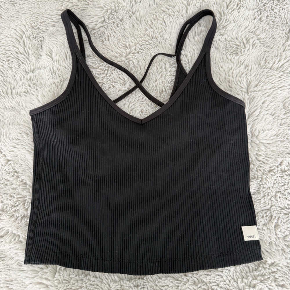 Vuori Black Ribbed Tank Top